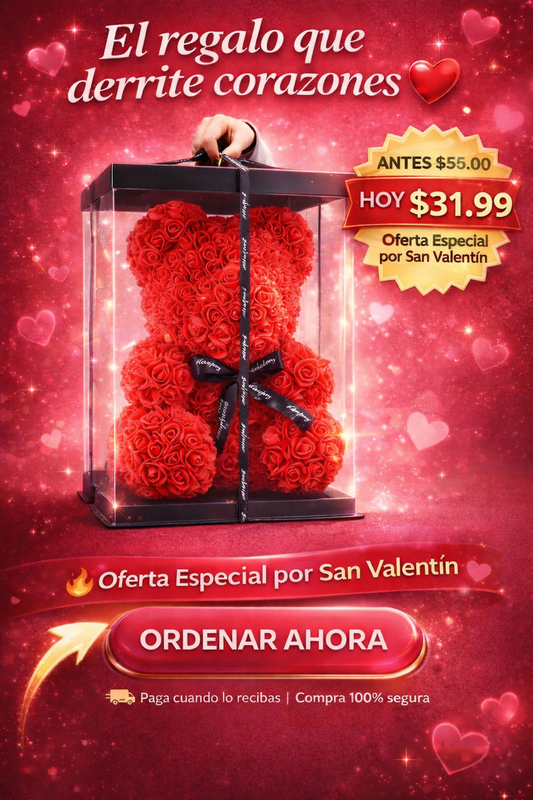 Oso de Rosas ¿Qué mejor forma de decir “Te Amo” que con un recuerdo que dure para siempre?